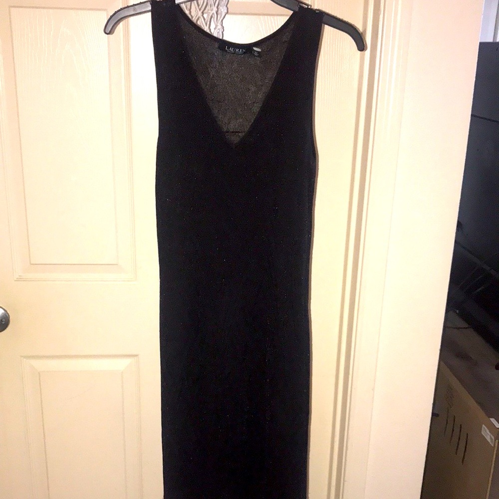 Ralph Lauren V Neck Elegant Black evening dress